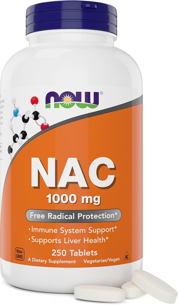 Nyní NAC, 1000 mg, 250 tablet, Vegetariánské a Veganské, Non- GMO