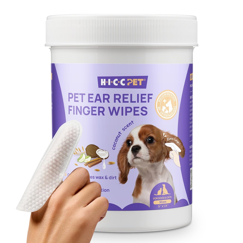 CITIC PET čistič uší Wipes for Dogs & Cats, Vet- Doporučené Psí Ušní infekce Léčba k úlevě svědění a zánět, Odstranit vosk, Dirt & Stop Smelly, Non- Irritating, 50ct (Kokosový sliz)