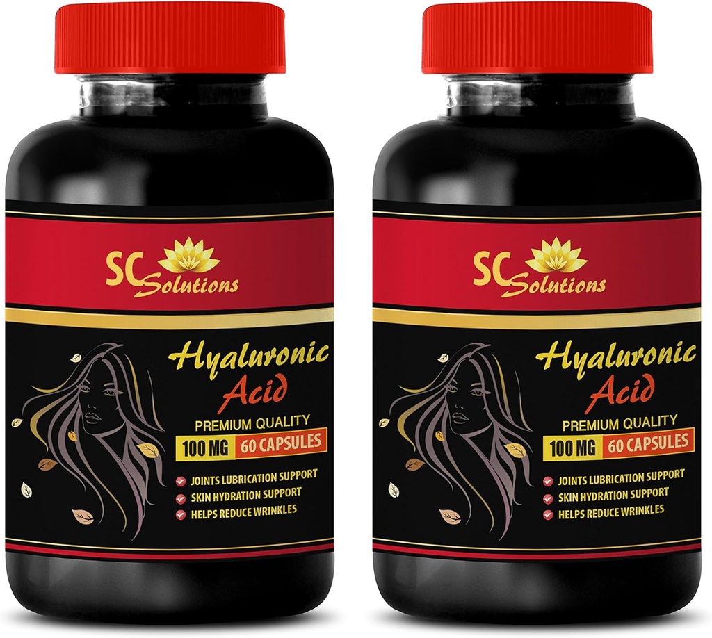 Anti Aging Kapsle pro obličej - HYALURONIC Acid Pills 100 mg - Hyaluronic Acid Supplementary pro oči - 2 Lahvičky 120 Kapsle