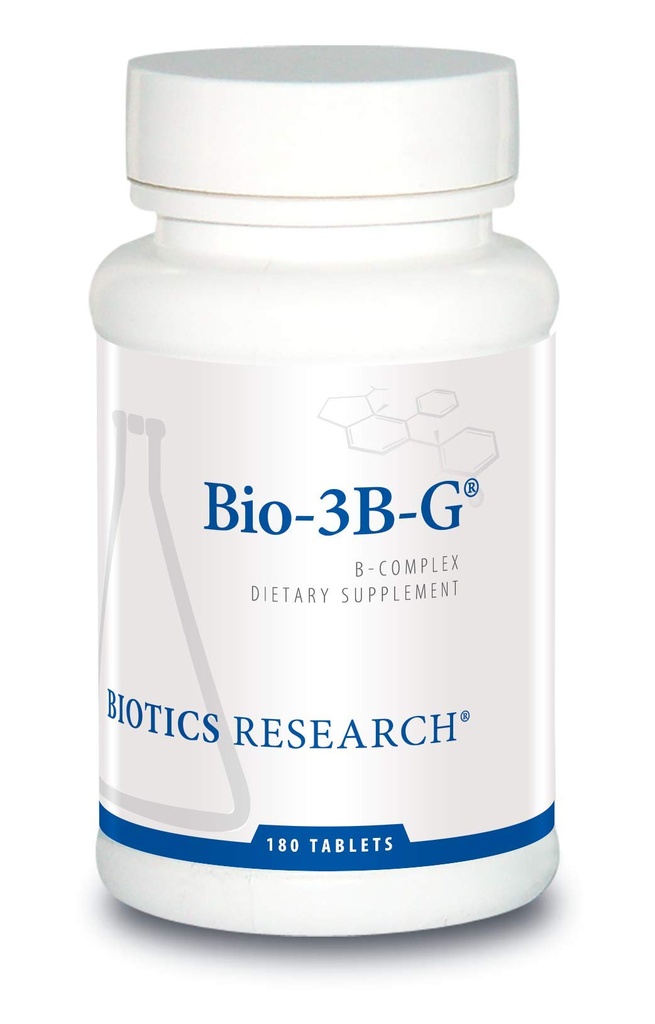 Biotics Research Bio-3B-G vitamin B Complex, vitamin B Complex Supplemente for Stress, Energy and Adrenal Health Gluten zdarma Dodatek 180 Tablety