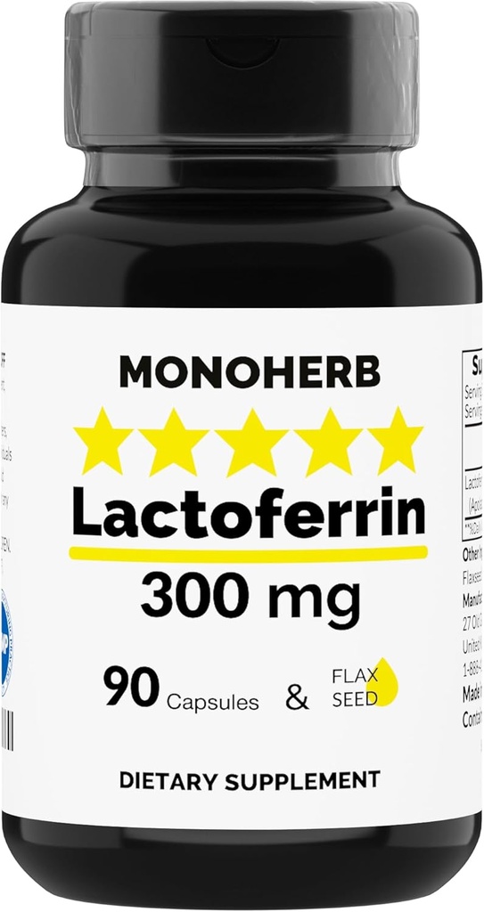 MONOHERB Lactoferrin 300 mg na tobolku - 90 Vegetariánských tobolek - Vyrobeno v USA