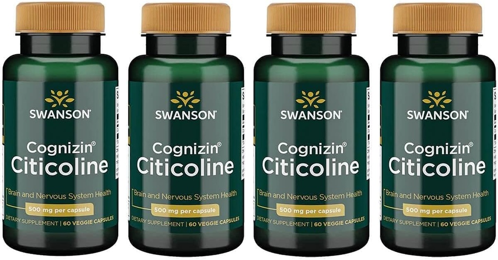 Swanson Cognizin Citicolin 1000 miligramů 60 Veg Kapsle (4 balení)