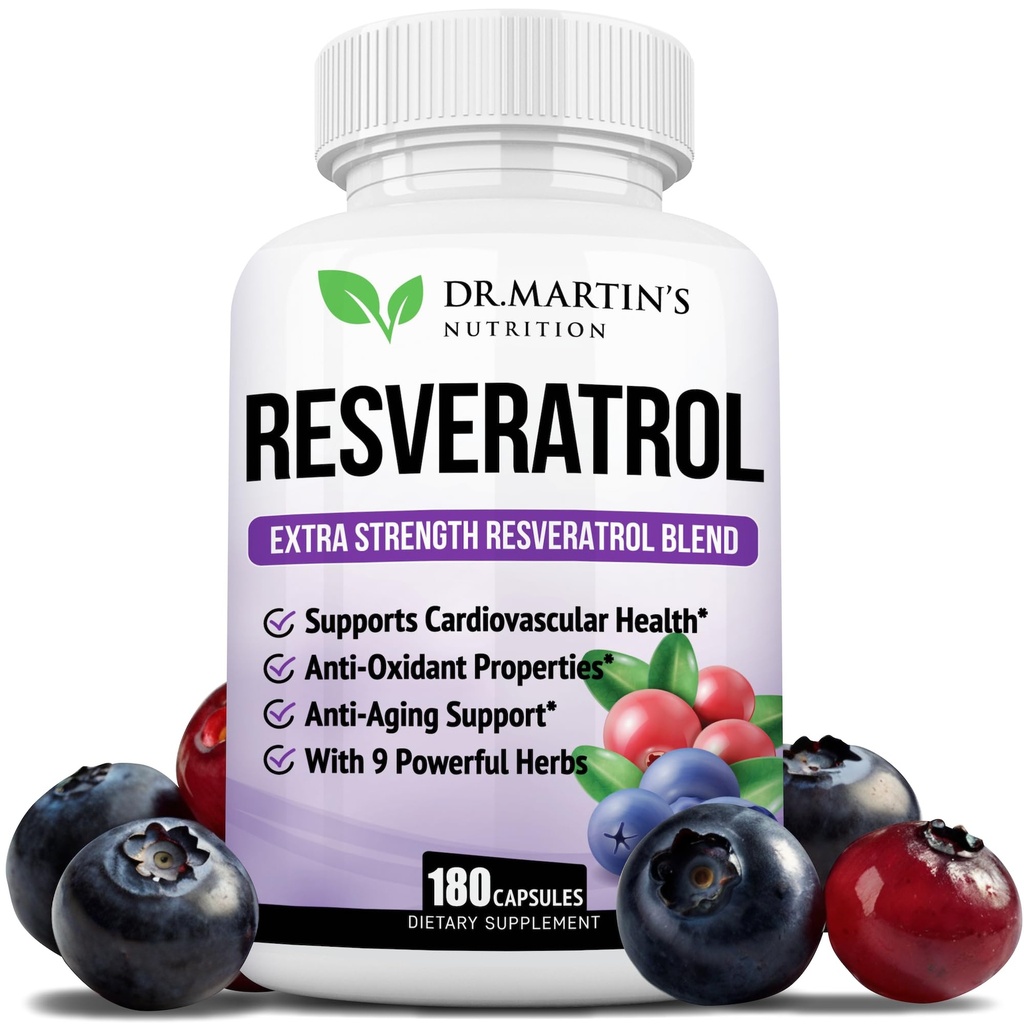 Extra síla Resveratrol 1568mg - 180 Kapsle - 3 měsíce Dodávka 124; Antioxidant dodatek 124; Přírodní Trans- Resveratrol pilulky 124; pro antiaging, srdeční zdraví, imunitní systém a funkce mozku