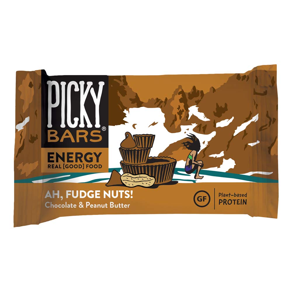 Picky Bars Real Food Energy Bary, Plant Based Protein, All- Natural, Gluten Free, Non- GMO, Non- Dairy, Ah, Fudge Nuts, balení 10