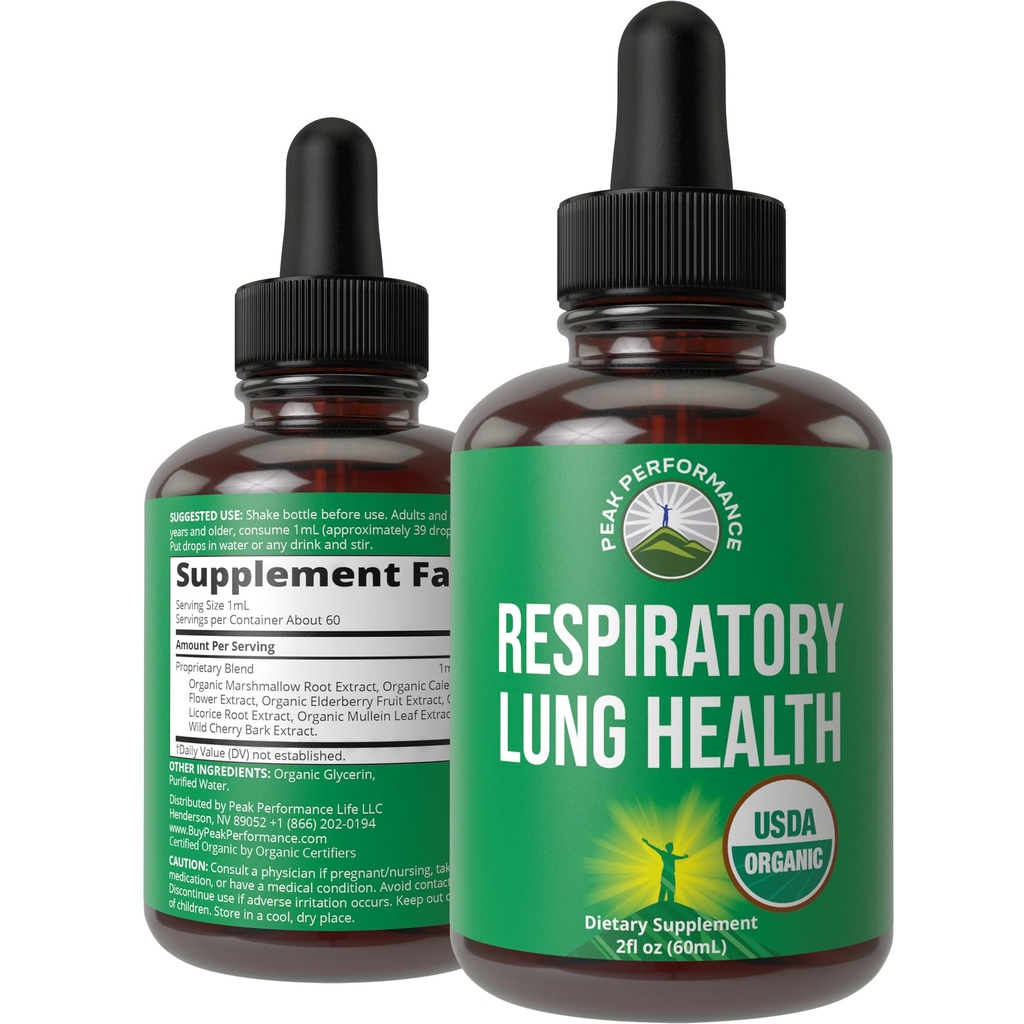 USDA Organic Lung Detox pro kuřáky a nekuřáky s 6 top ingrediencí. Mullein Leaf, Marshmallow Root, Calendula. Plíce čistí pro lepší respirační zdraví. Tekuté kapky doplněk tinktury