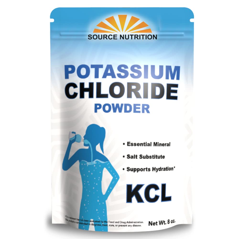 Zdroj Nutrition Chlorid draselný Prášek - Podporuje hydrataci a hladiny tekutin, stolní slané náhražky, Výborný zdroj draslíku - KCL dodatek (8 oz.)