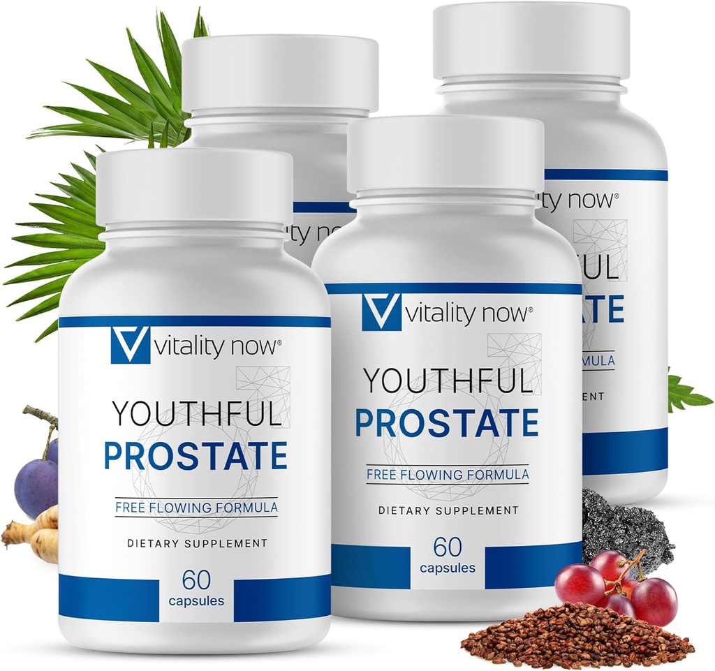 Mladistvý prostata - Saw Palmetto pro muže, zvyšuje energii s Panax Ginseng, Antioxidant Protection, Vitamin E & Lycopene, Promotes Vitality & Well- Bytí - Prostate dodatek (Balení 4)