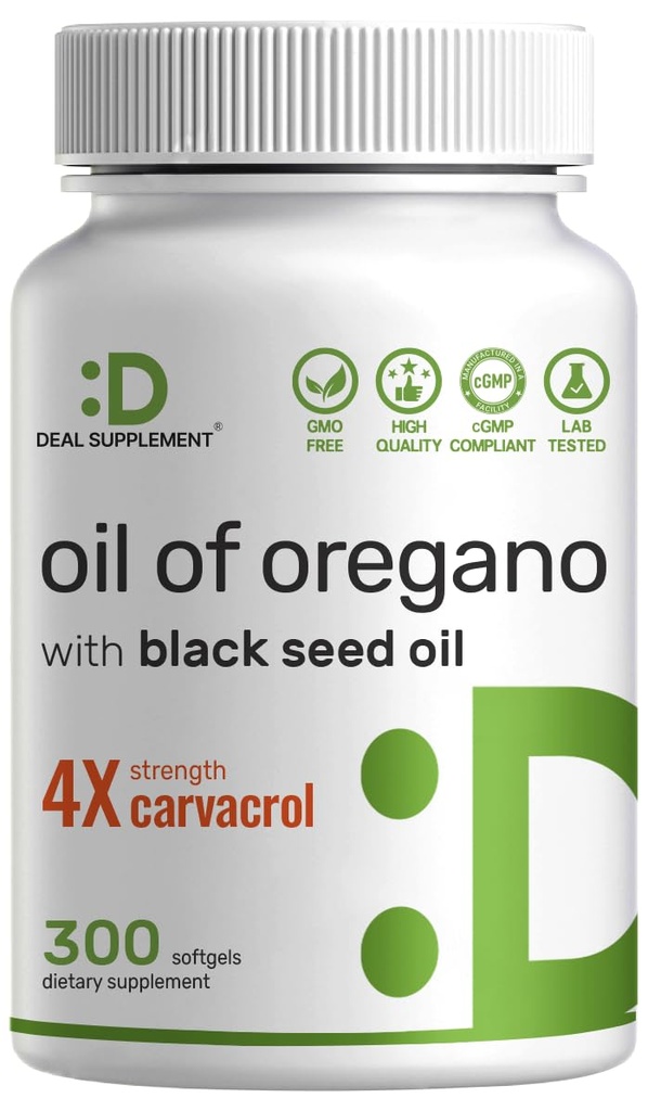 DOPLŇKOVÝ DOPORUČENÍ Olej Oregano Softgels s číslem Black Seed Oil 300 - 30: 1 Extract, Active Carvacrol & Thymoquinone - Antioxidant Imunitate Health Support - Plant based, Non- GMO