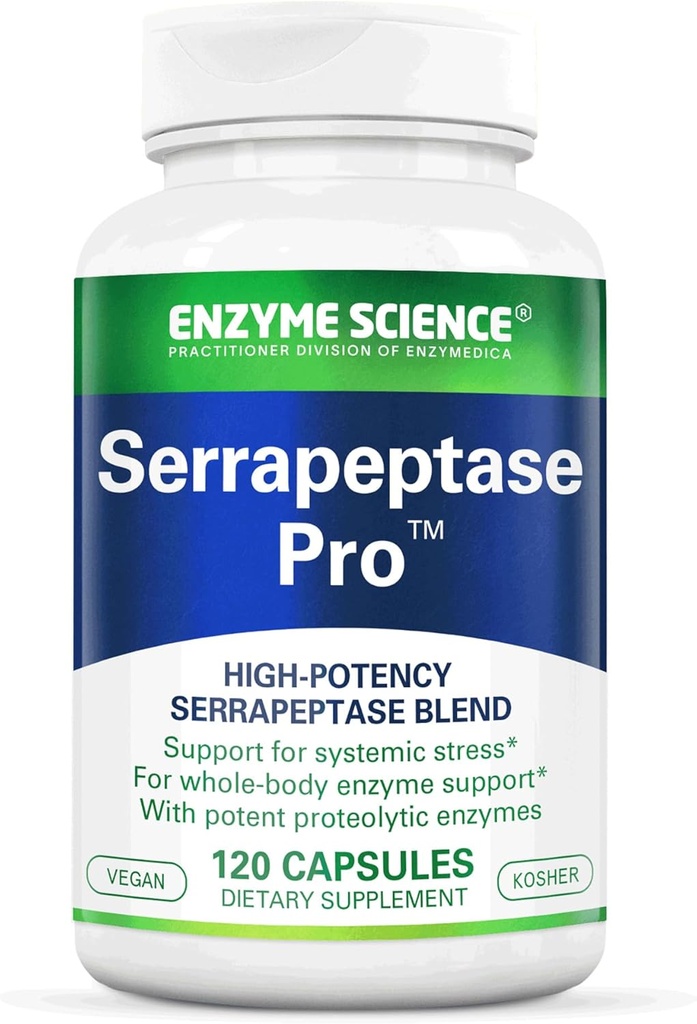 Enzyme Science Serrapeptáza Pro, 120 Kapsle - Serratiopeptidáza dodatek pro Sinus, imunitní a kardiovaskulární podpora