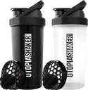 Utopia Home Protein Shaker Lahvička - (Balení 2) 28- Ounce Shaker Lahvičky pro proteinové směsi - Fitness Sports Classic Protein Mixer Shaker Lahvička (Black & Clear / Black)