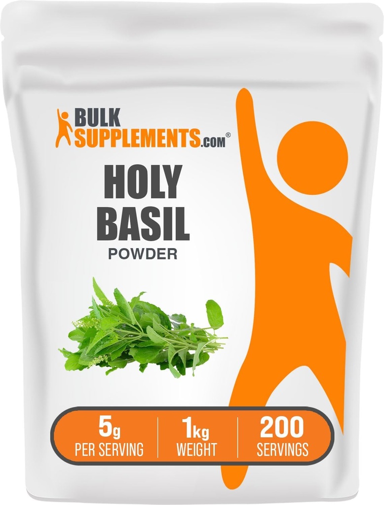 Bulksupplements.com Holy Basil Powder - Holy Basil Supplement, Holy Basil Leaf Powder - Tulsi Holy Basil, Herbal & Gluten Free, 5g per Serving, 1kg (2,2 lbs) (balení po 1)