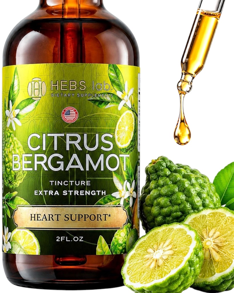 Citrus Bergamot Drops 2 fl oz - Made in USA - Natural Antioxidant Support, Heart & Metabolic Wellness Supplement - Bergamot Extract