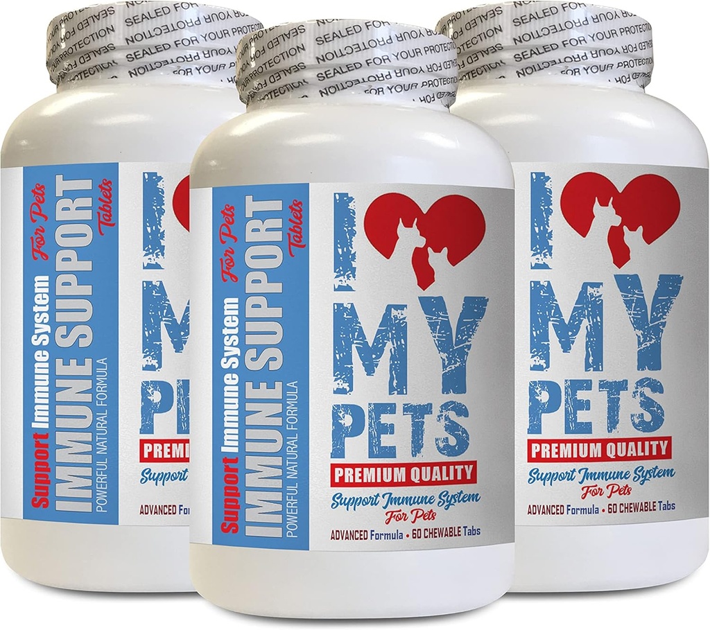 I LOVE MY PETS LLC Imunity Dog Supplement - PET Imunitation Support - Psi a kočky - Booster - Zdravý - Dog Milk Thistle Heathrow Supplement - 180 Ošetření (3 láhve)