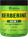 Zolotus Berberine dodatek 40 v 1, s Mosy moře, Skořice, Mléko Thistle, jablečný ocet, Quercetin, Nejlepší dodatek pro imunitní systém, Digestion & Heart Health