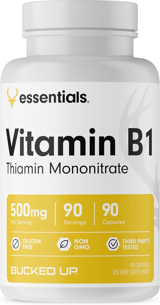Bucked Up Vitamin B1 500mg Kapsle, Essentials (90 Servings)