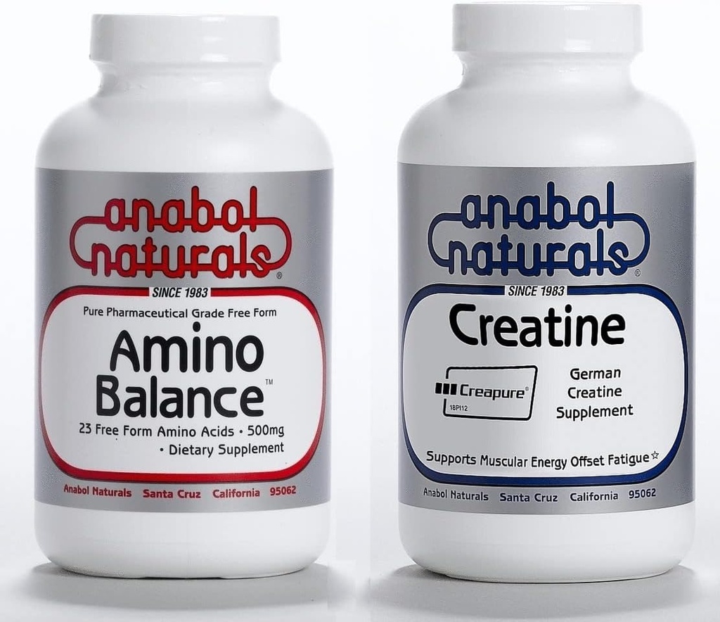 Anabol Naturals Energy Stack: Amino Balance 100 gram čistý prášek & Creapure Creatine 100 gram čistý prášek