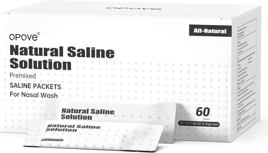 Pove Pre- Mixed Saline Packets pro Nasal Wash zavlažovací systémy, přírodní, a PH Vyvážený pro Sinus Relief, 60 Balení (Čistič nosu není součástí balení)