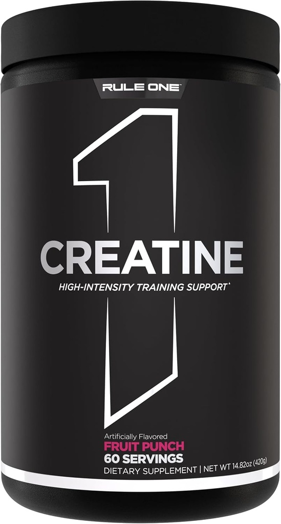 Pravidlo 1 Creatin Powder - Čistá mikronizovaná kreatinová monohydrát pro vysoce intenzivní cvičení a štíhlou podporu tělesné hmotnosti, ochucené a bez příchutí (60 Služeb, ovocný punč)