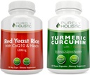 Red Yeast Rice 1200mg & Niacin + Organic Turmeric Curcumin 700mg & Bioperin Poskytování 95% kurkuminoidů - 240 Vegetariánských kapslí