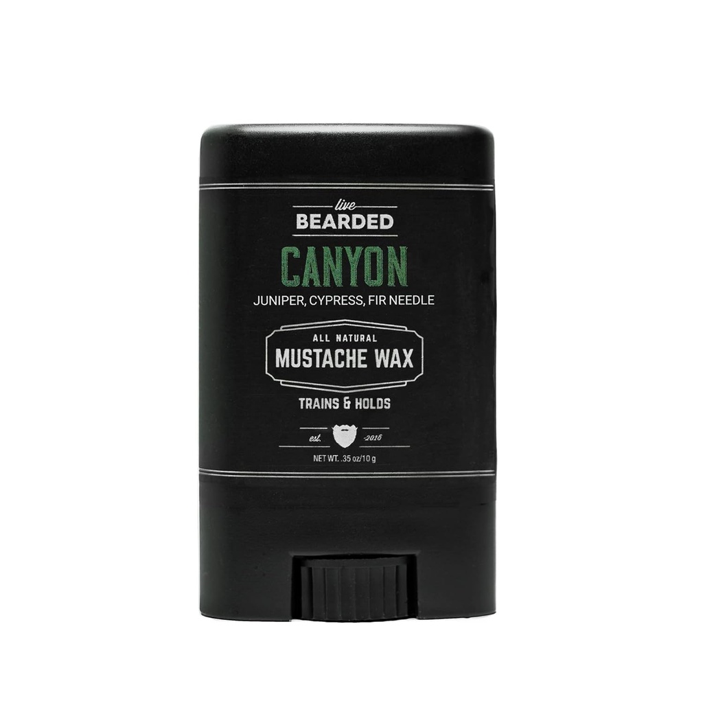 Live Bearded Mustache Wax Stick, 0.35 oz - Made in the USA with All- Natural Ingredients - Medium Hold Stache and Beard Styling for Men CARL 124; Canyon - Juniper, Cypress, Fir Needle