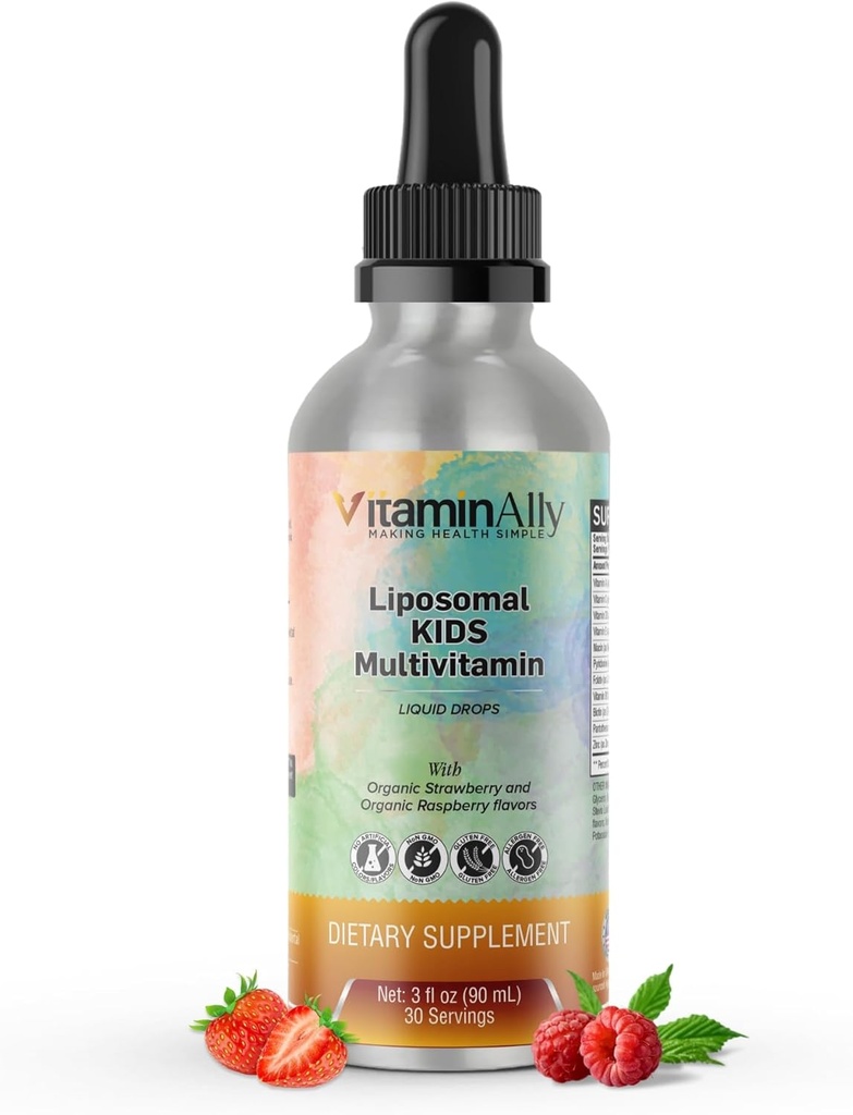Lipozomální děti tekuté Multivitamin 124; non-GMO CLANE124; čisté CLANEK 124; bezcukrový CLANEK 124; gluten Free CLANE124; Organic Berry Flavors CLANE124; Imunitary Support CLANEK 124; celkový wellness 124; 30 Servings CLANEX 124; 3 fl oz