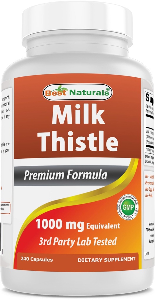 Nejlepší Naturals Milk Thistle Extract 1000mg Ekvivalentní - 240 Kapsle - Non- GMO & Gluten Free (240 Počet balení po 1)
