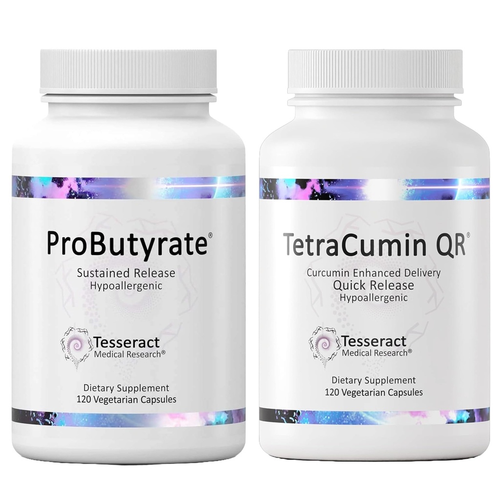 Teseract Medical Research Optimální Gut & Tissue Bundle, Butyric kyseliny Komplexní Gastrointestinální a Curcumin Elevite Společné Relief Dodatek