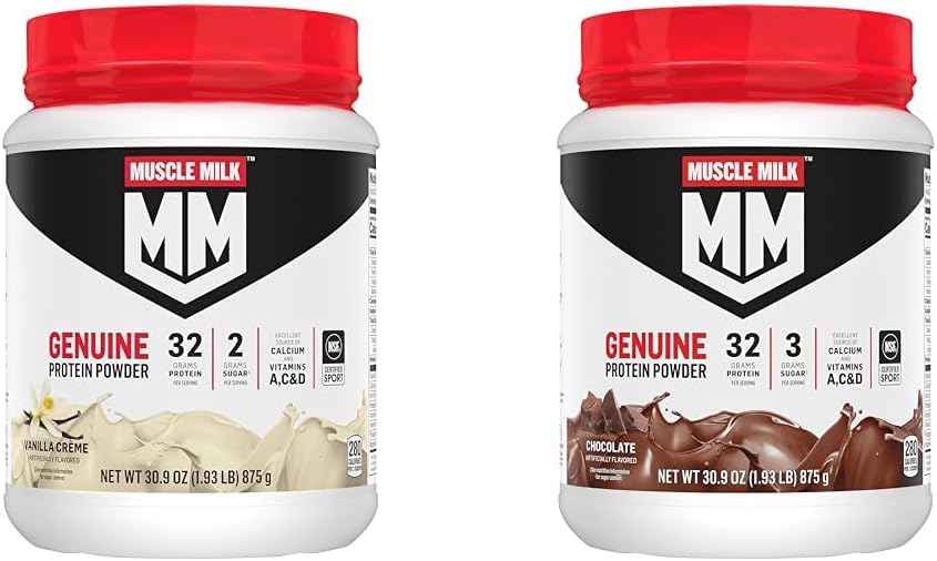 Muscle Milk Genuine Protein Powder Bundle, Vanilla Crème 1.93 Pounds 12 Servings 32g Protein 2g Cukr a čokoláda 1.93 Pounds 12 Serings 32g Protein 3g Cukr