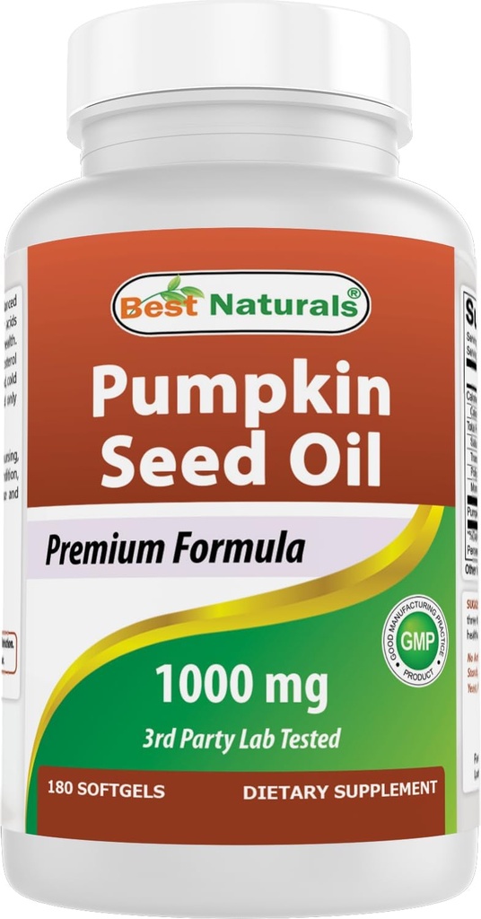 Nejlepší Naturals Dýňová semena Olej močová měchýř Control 1000 mg 180 Softgels