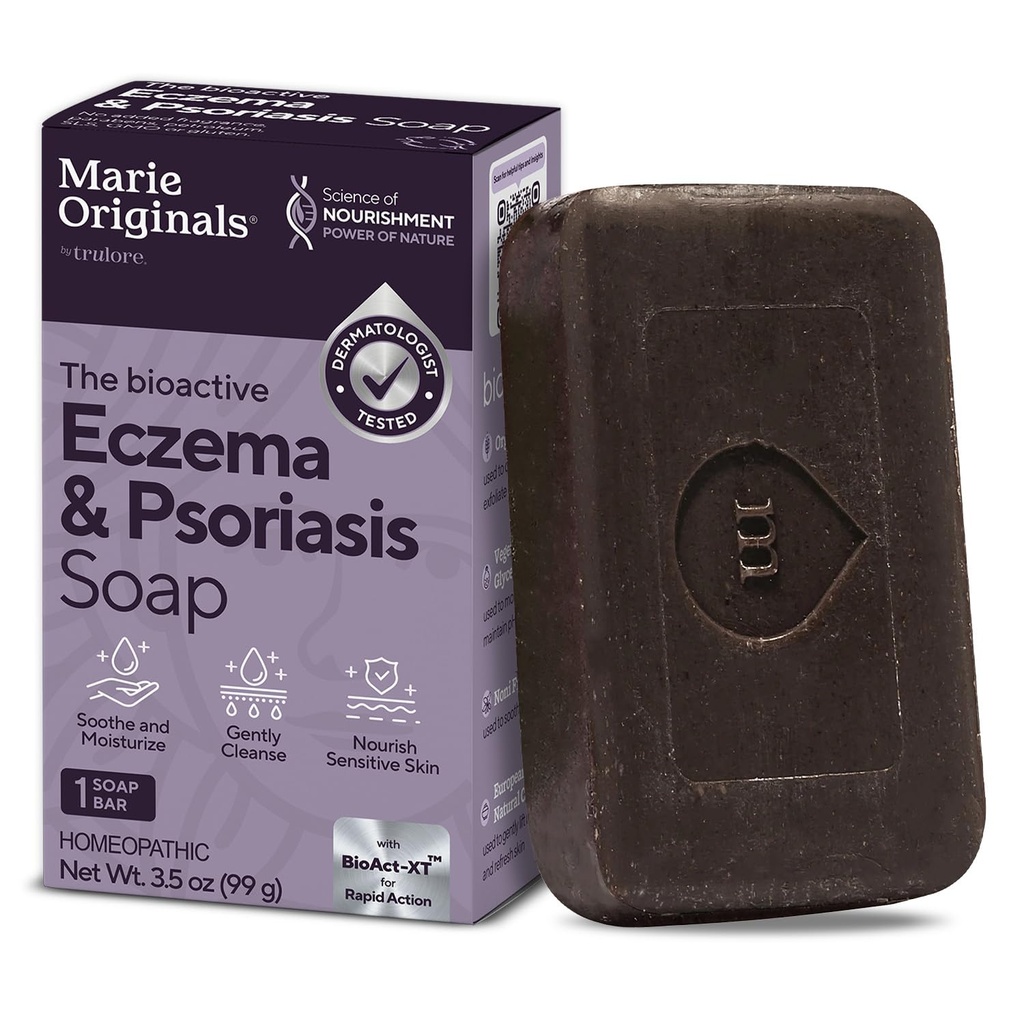 Marie Originals Eczema Obličej mýdlo Tělo mytí Bar - Všechny přírodní Psoriáza, Dermatitida Léčba pro suché ltchy Flaky pokožky Relief - Gentle Detoxification, Hojení, Anti- Itch, Čištění péče o pleť (Balení 1)