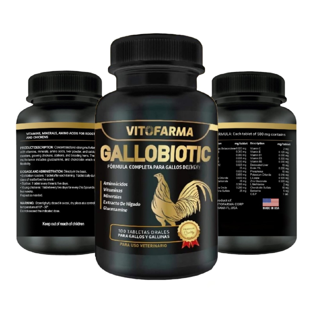 Gallobotická přírodní multivitamin pro Rooster, slepice - 100 tablet colum124; Vitamina Completas para Gallos