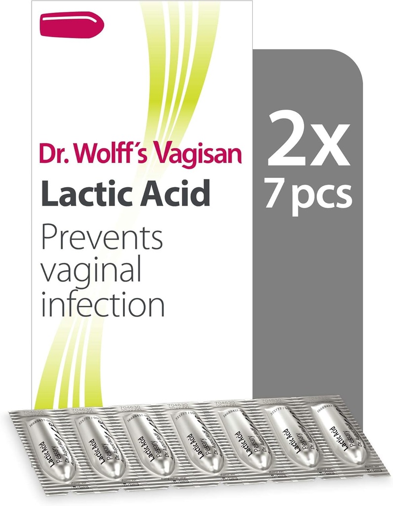 Vagisan Dr. Wolff 's Lactic Acid Pessaries, Daily Vaginal Health & Intelligent Hygiene, Prevents Infekce, 2X7ks