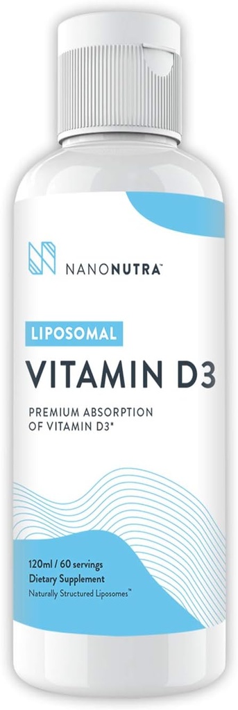 Lipozomální vitamín D3 dodatek s vitamínem K2 NanoNutra - GMO / Soy Free CLAS124; GMP Certified (120ml / 60 Servings)