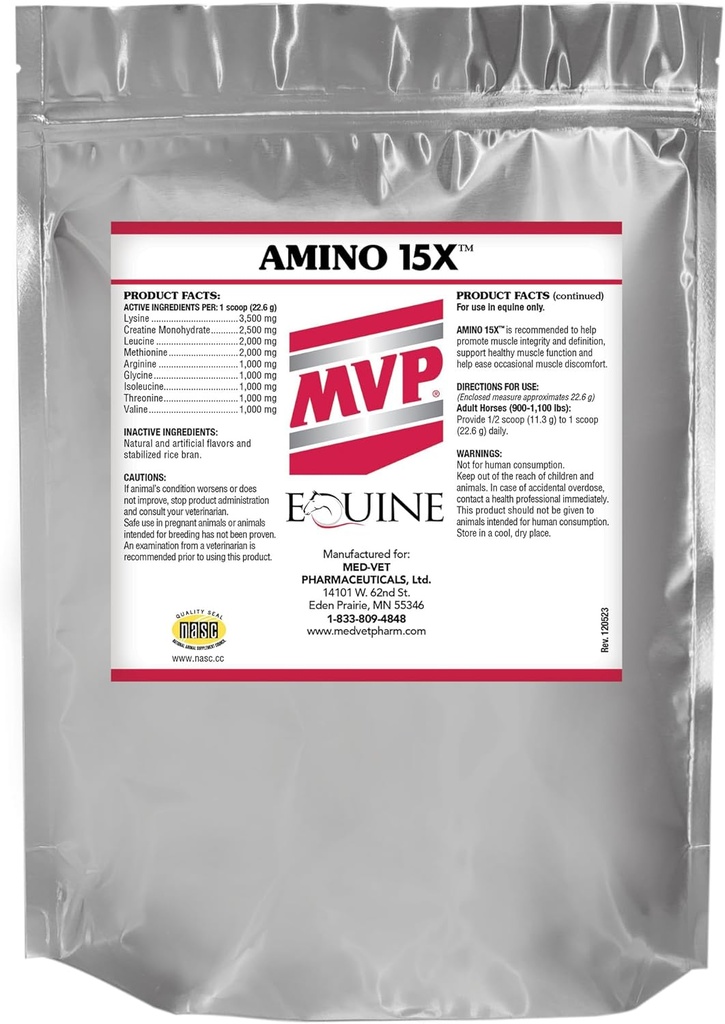 Amino 15X (3 lb) -podporuje zdravé svalové funkce, vývoj a opravy u koní