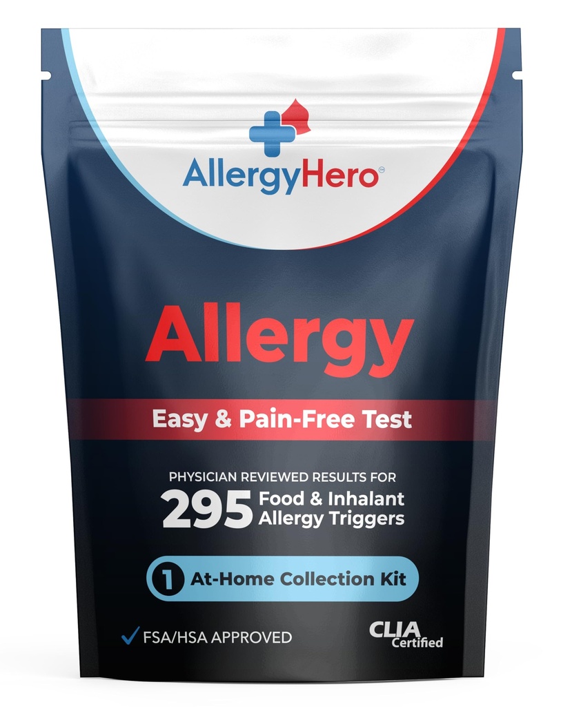 AllergyHero Komplexní sada pro testy alergií na potraviny a životní prostředí s 295 Triggery pro dospělé a děti - snadné a pain-Free at- Home