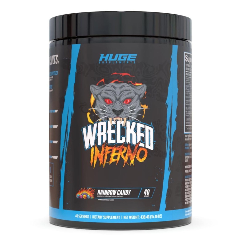 Wrecked Inferno - Termogenní předcvičení pro muže a ženy, zvýšení energie, zvýšení termogeneze a metabolismus, zvýšení výkonu cvičení - Obsahuje L- Citruline, L- karnitin, Beta- Alanin & Více