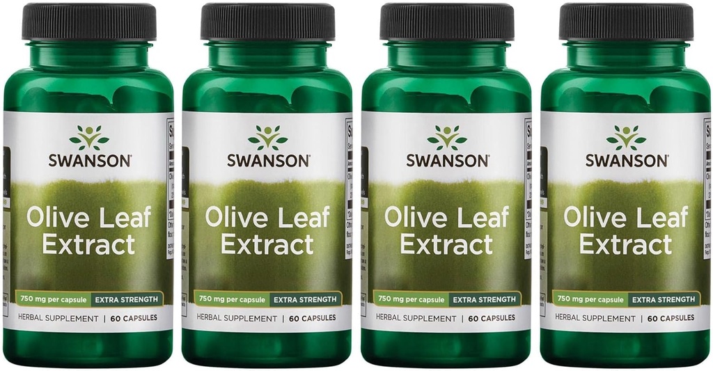 Swanson Olive Leaf Extract tobolky s 20% Oleuropeinem (60 tobolek, 750mg každé) 4 balení