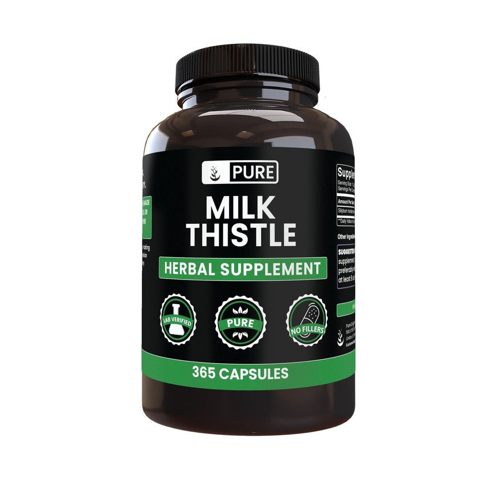 Čisté původní ingredience Mléko Thistle (365 Kapsle) Ne hořčík nebo rýžové plnidla, Vždy čisté, Laboratorní ověřené
