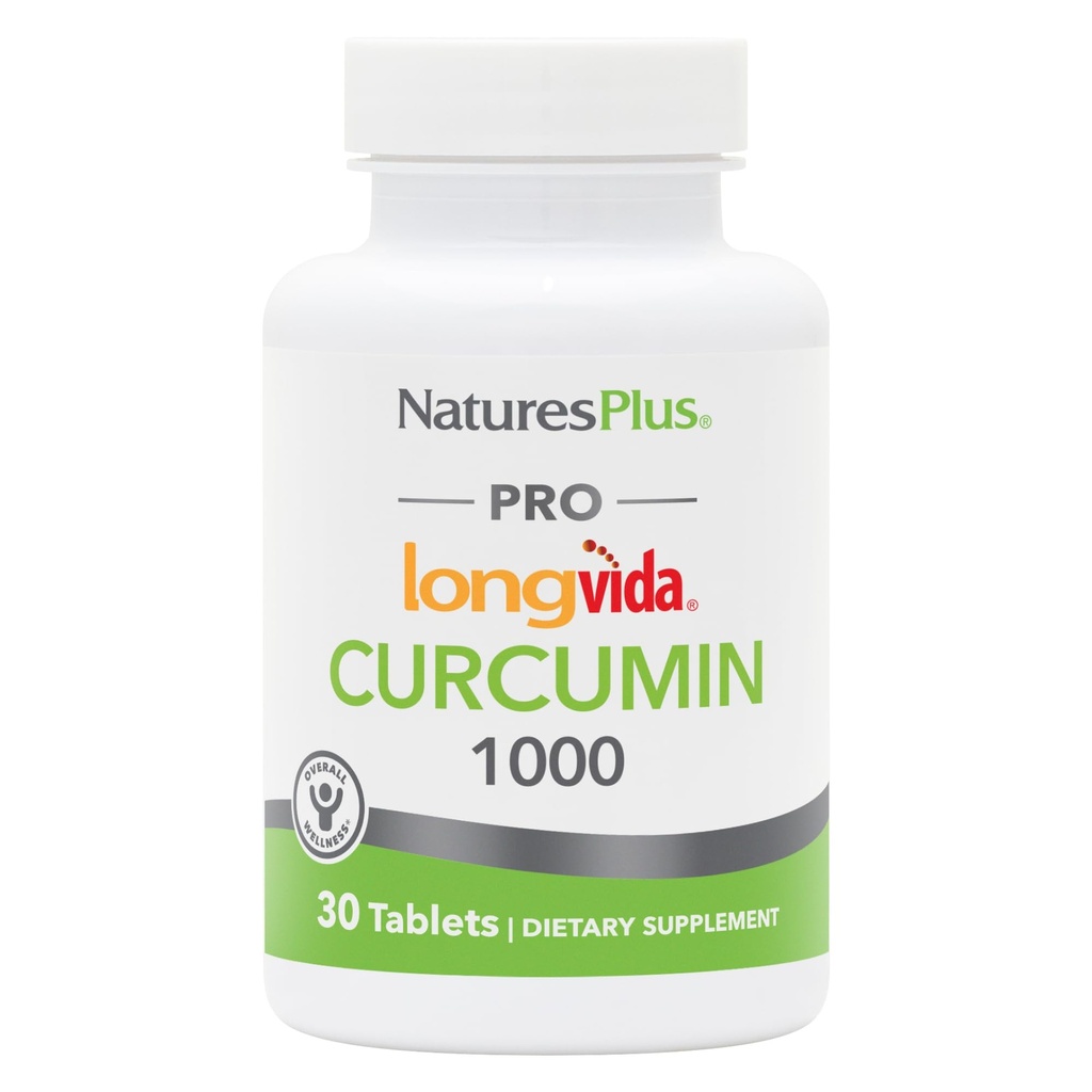 NaturesPlus PRO Longvida Curcumin 1000 mg - 30 tablet - Promotes Health Free Radical Protection - Non- GMO, Vegan & gluten Free - 30 Služeb