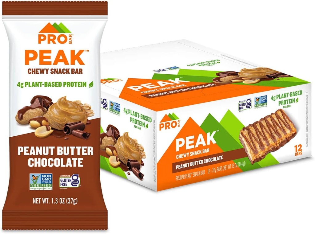 PROBAR - Peak Bar, arašídové máslo čokoládové tyčinky, 4g protein, non-GMO, gluten- bez (balení po 12)