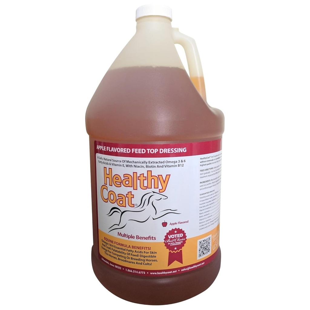 Zdravý plášť doplněk krmiva pro koně: Gallon. Kůže, Kabát, Stav těla, Výkon, Alergie, imunitní systém, Kopyta, kloub, Omega 3 & 6 mastné kyseliny.
