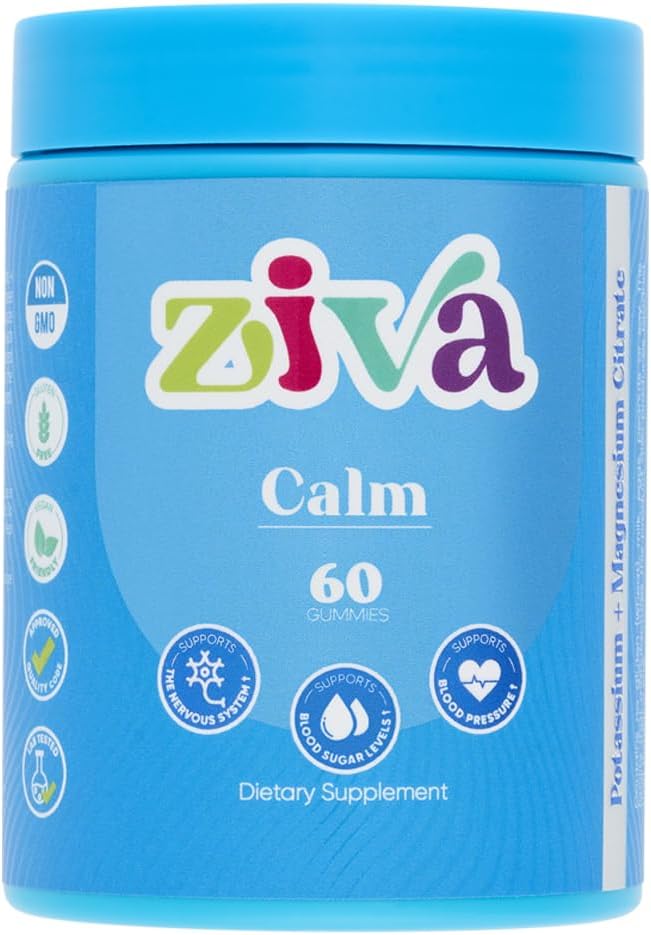 Ziva Klid Gummies - Citrát draselný a hořčík Citrát dodatek pro relaxaci, stres a podporu svalů - 60 Počet