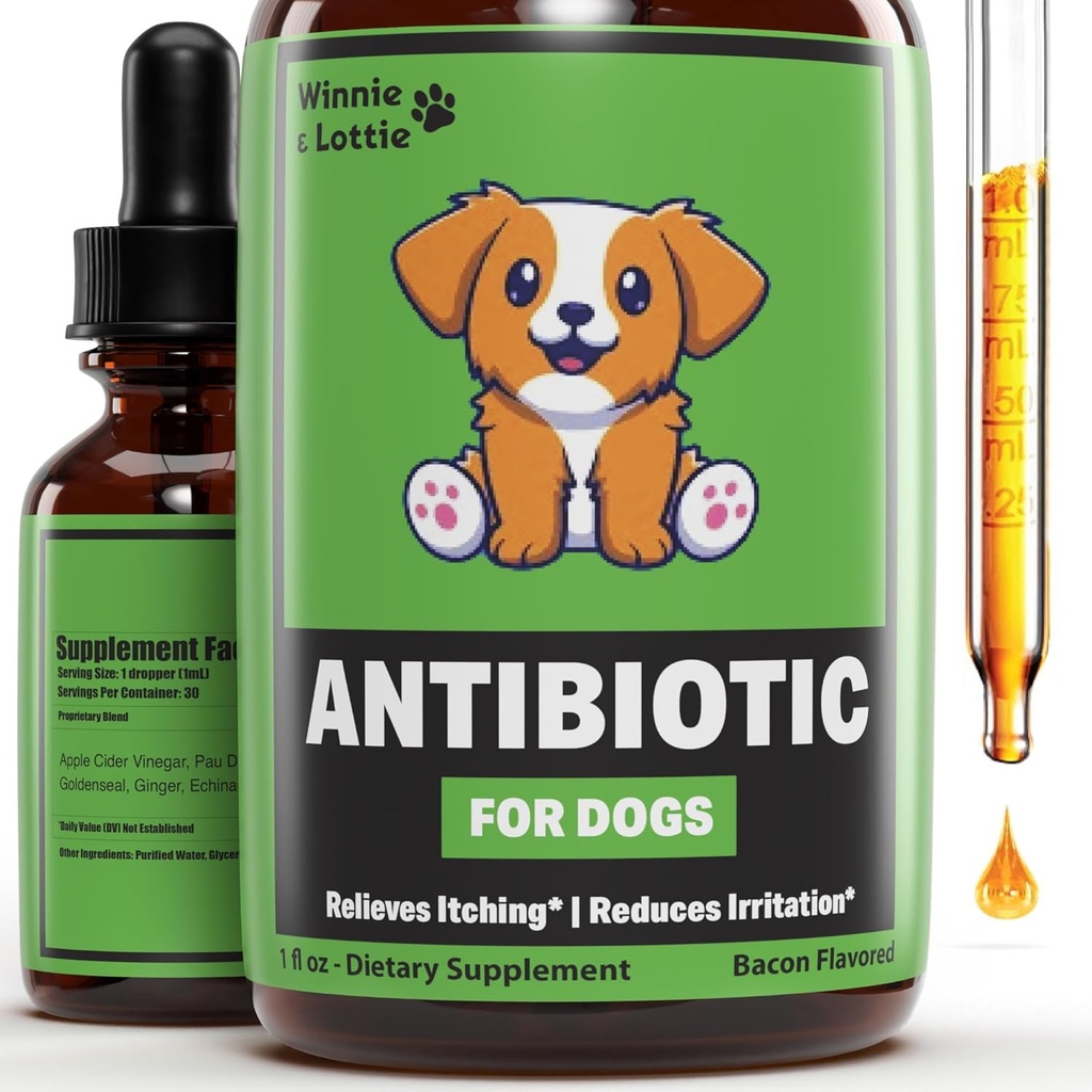 Přírodní pes Antibiotika - Antibiotika pro psy - Podporuje Itch Relief, Alergie Relief, Imunitní zdraví & Více - Antibiotika pro psy - Itch Relief pro psy - Kvasinková infekce Léčba pro psy - 1 oz