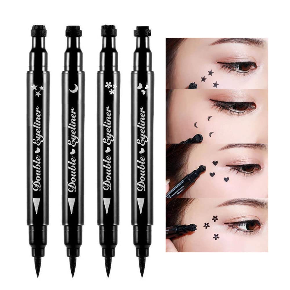BINGBRUSH Dvojité Liquid Stamp Eyiner Pen, Face Stamps make-up Extrémně černý vodotěsný Slim Gel Felt Tip High Black Pigment Liquid Eyiner & Seal (černý)