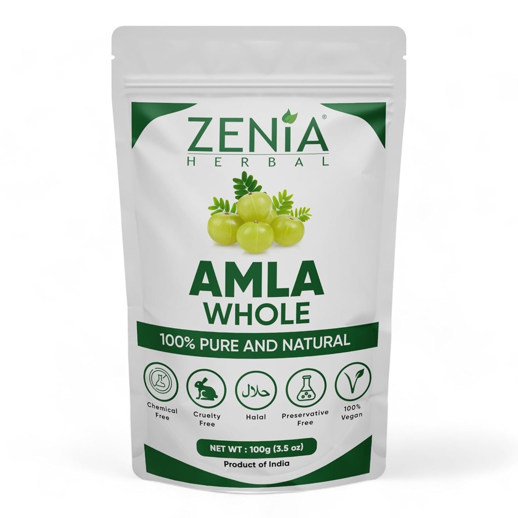 100 gramů Zenia Dry celý Amla Gooseberry Ayurvedic ošetření vlasů