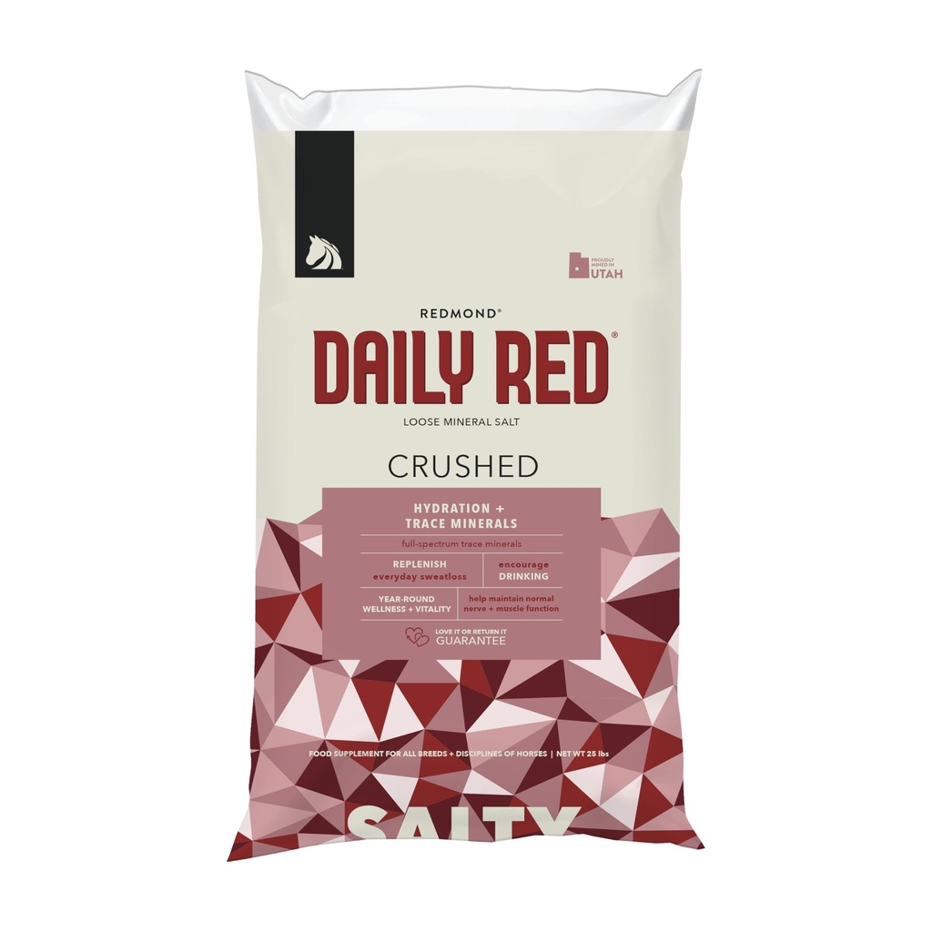 Denní červená drcená Loose Minerály 124; Minerální sůl + Electrolyte dodatek pro koně (25LB Refill Bag)
