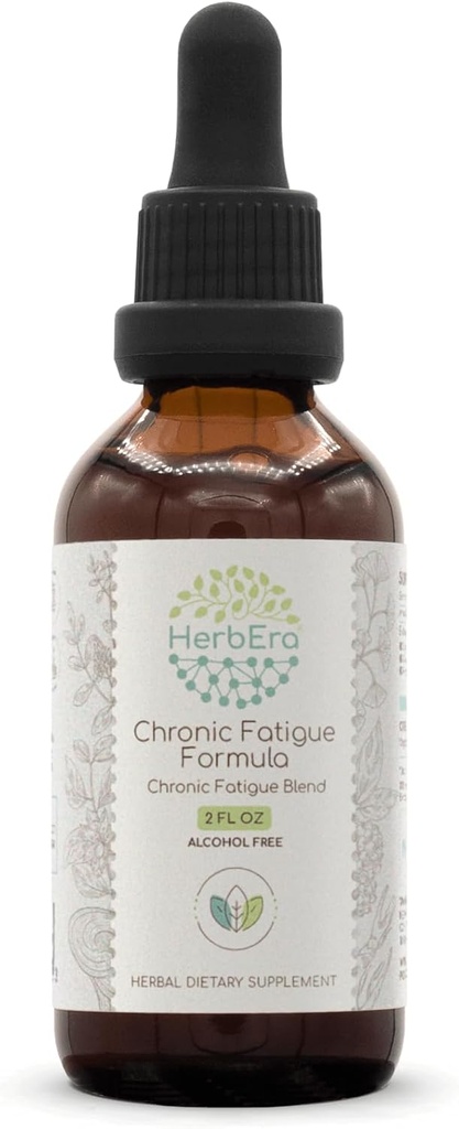 HerbEra Chronická únava Formule B60 Alkohol-Free Extract Tinkture: Sibiřský ženšen Root, Ashwagandha Root, Licorice Root, Ginkgo Biloba Leaf, Reishi Houba. Chronická únavová směs 2 Fl Oz