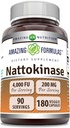 Amazing approvas Nattokinase Dietní dodatek 100 mg Veggie Kapsle dodatek 124; 2000 FU enzym aktivita 124; Non- GMO cpro124; gluten zdarma cpro124; Made in USA (180 Počet)