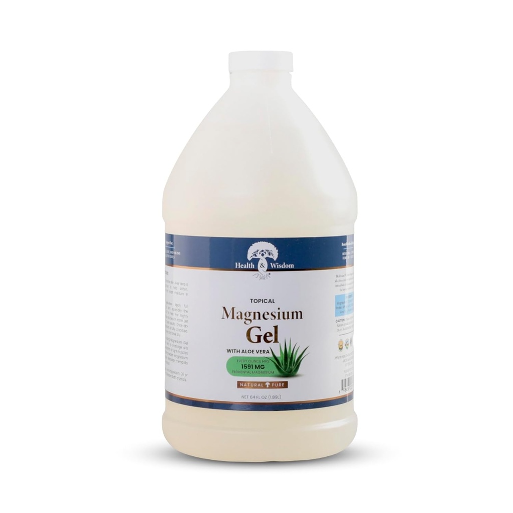 Zdraví a moudrost Čistá hořčík gel s mořské řasy Extract a Aloe Vera - Topical Muscle & Joint Relief- Natural and Pure Skin & Skalp Moisturizing - Enhanced Absorpce - 64 Fl oz