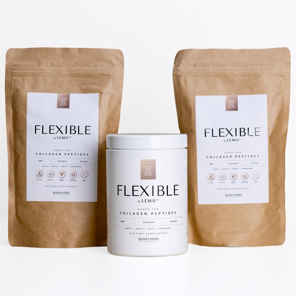 LEMAlab Flexibilní Kolagen Peptides Powder 3-Month Supply - Premium Kolagen Doplňky pro ženy Společné zdraví a zotavení Formule - Tráva Fed Kolagen prášek bez příchutí, 90 Denní dávky